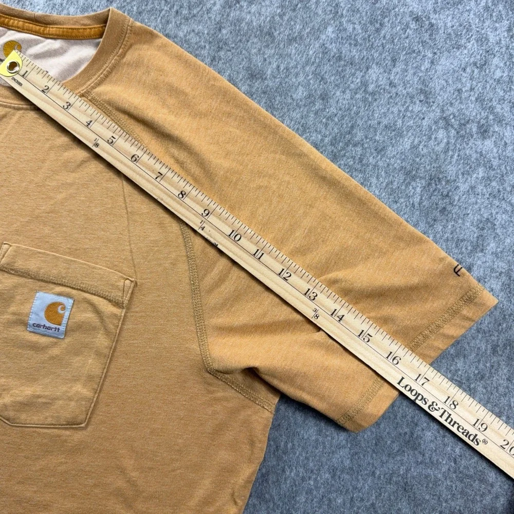 Carhartt Force Relaxed Fit Pocket T-Shirt Mens Large Mustard Yellow Short Sleeve
